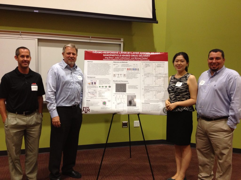The contest winner, Jing Zhou, is pictured with several judges (from left to right): Tim Glasson of AM Technical Solutions, Joe Rettinger of CSA-Soliance, Zhou, and Ricardo Jimenez of Lonza Houston.
